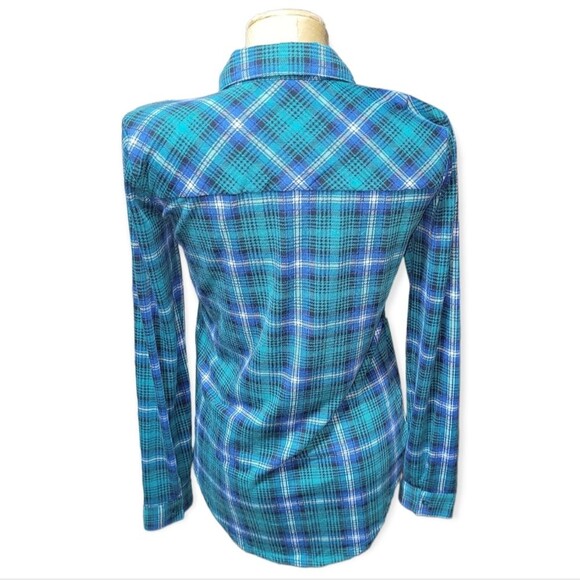DEREK HEARTFlannel Plaid Lightweight Button Down Shirt Medium Blue/Green - Picture 2 of 4